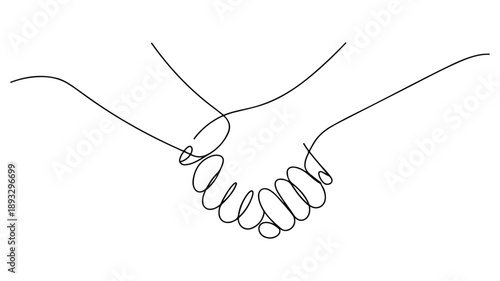 Minimalist Continuous Line Drawing of Interlocking Hands Symbolizing Trust and Lifelong Bond