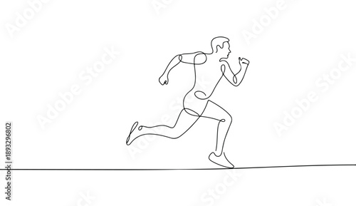 Minimalist Continuous Line Drawing of a Professional Athlete Sprinting for Performance Branding