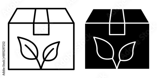 Simple Line Art Boxes with Leaves.