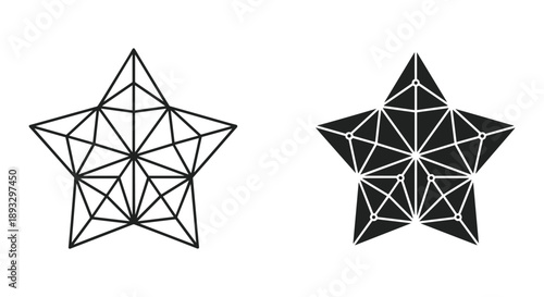 Abstract Geometric Star Shapes Wireframe Design