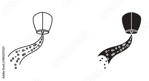 Hot Air Balloon with Trailing Streamers