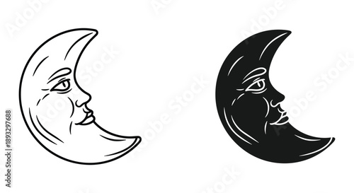 Whimsical Crescent Moon Silhouettes