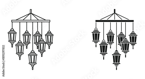 Vintage Chandelier with Multiple Lanterns