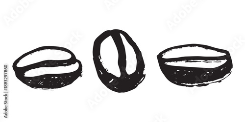 Set of hand drawn fresh roasted coffee bean Arabica robusta seed doodle Single element for design print packaging label decor
