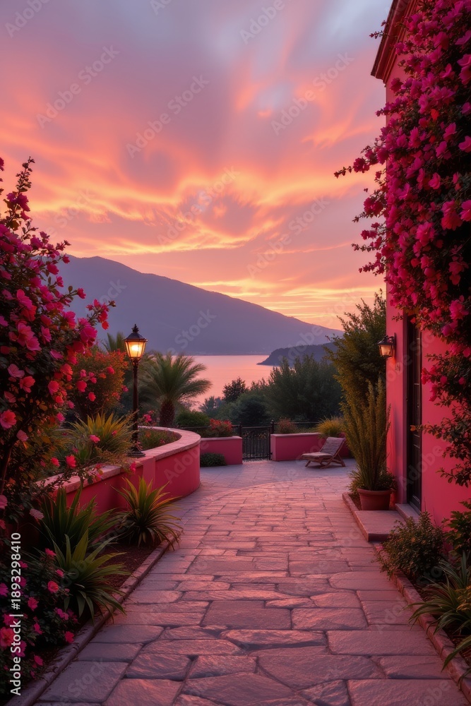 Obraz premium Mediterranean Villa Sunset