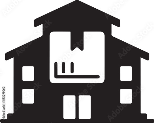 A residential house icon and real estate symbol as a web building sign for business website design or property construction illustration