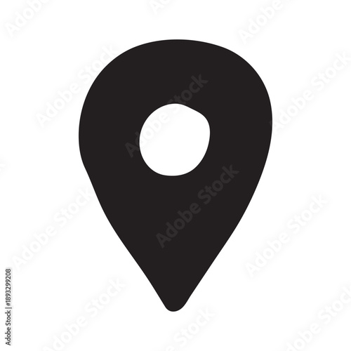 Hand drawn map pin Map marker pointer sign GPS and mapping tools Location pin symbol Pinpoint clipart in doodle style Single element for web, design