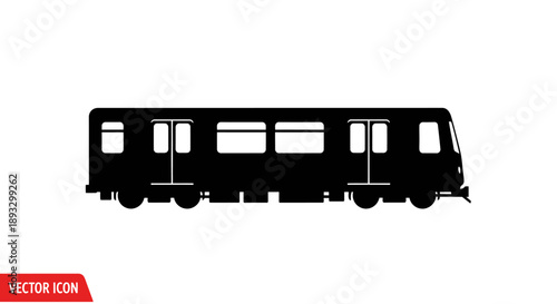 Silhouette of a modern subway train on white background.