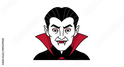 Iconic Halloween Vampire illustration with a classic spooky look, perfect for spooky season designs and scary party invitations