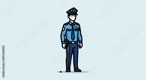 Police Officer Standing Uniformed Law Enforcement Officer.