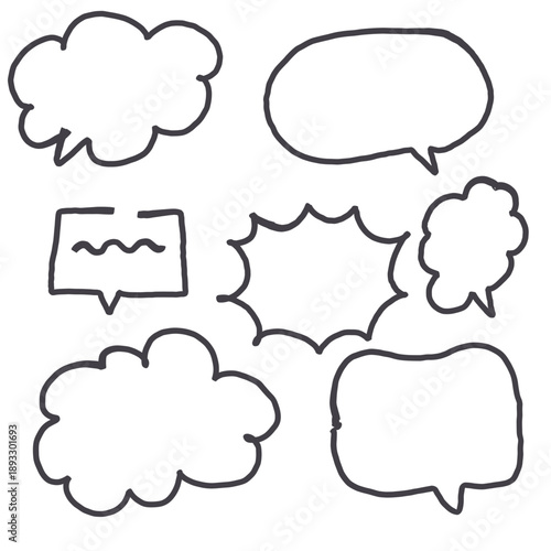 Vector illustration set of comic speech bubbles and cartoon talk balloons for chat communication and thought message design symbols
