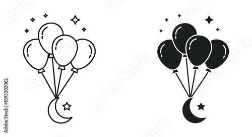 Whimsical Balloons and Crescent Moons
