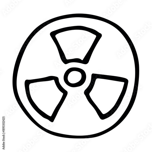 Hand drawn radiation sign Nuclear radiation hazard symbol Radioactive danger warning sign clipart in doodle style Nuclear safety Radioactive waste Single element for print, web, design, decor