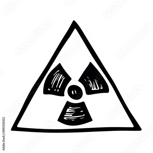 Hand drawn radiation sign Nuclear radiation hazard symbol Radioactive danger warning sign clipart in doodle style Nuclear safety Radioactive waste Single element for print, web, design, decor