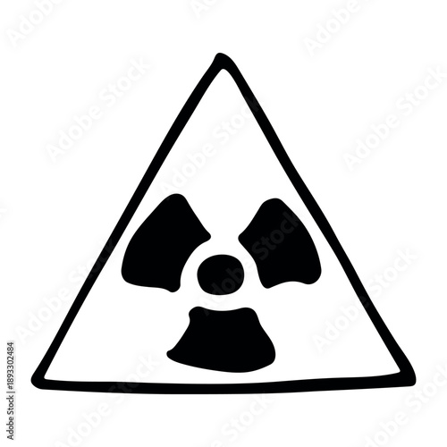 Hand drawn radiation sign Nuclear radiation hazard symbol Radioactive danger warning sign clipart in doodle style Nuclear safety Radioactive waste Single element for print, web, design, decor