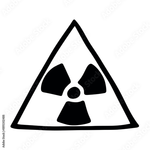 Hand drawn radiation sign Nuclear radiation hazard symbol Radioactive danger warning sign clipart in doodle style Nuclear safety Radioactive waste Single element for print, web, design, decor