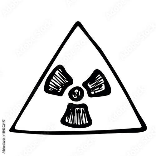 Hand drawn radiation sign Nuclear radiation hazard symbol Radioactive danger warning sign clipart in doodle style Nuclear safety Radioactive waste Single element for print, web, design, decor