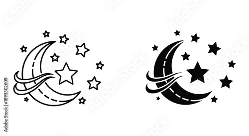Celestial Dreams - Stars and Moons Illustration