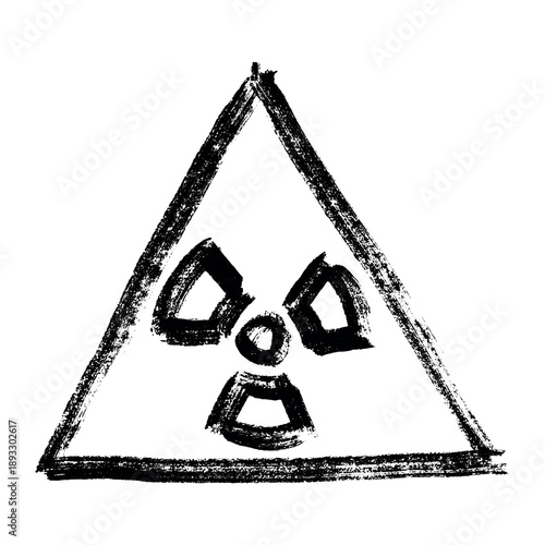 Hand drawn radiation sign Nuclear radiation hazard symbol Radioactive danger warning sign clipart in doodle style Nuclear safety Radioactive waste Single element for print, web, design, decor