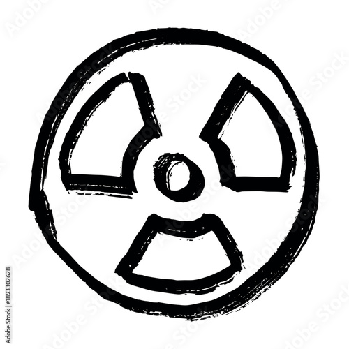 Hand drawn radiation sign Nuclear radiation hazard symbol Radioactive danger warning sign clipart in doodle style Nuclear safety Radioactive waste Single element for print, web, design, decor