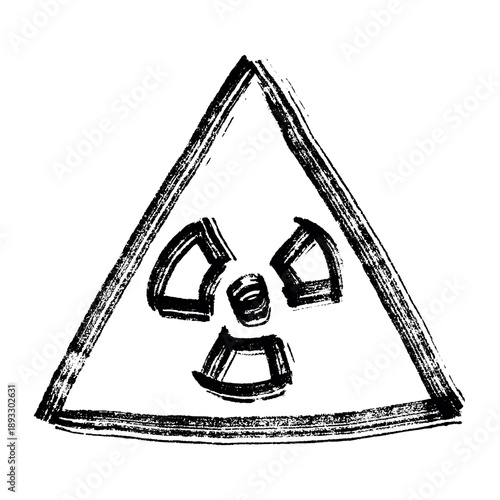 Hand drawn radiation sign Nuclear radiation hazard symbol Radioactive danger warning sign clipart in doodle style Nuclear safety Radioactive waste Single element for print, web, design, decor