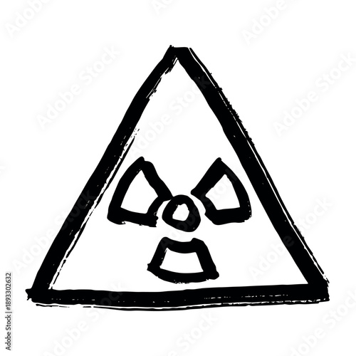 Hand drawn radiation sign Nuclear radiation hazard symbol Radioactive danger warning sign clipart in doodle style Nuclear safety Radioactive waste Single element for print, web, design, decor