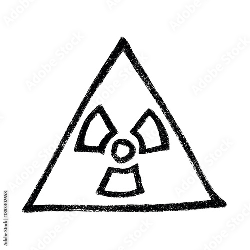 Hand drawn radiation sign Nuclear radiation hazard symbol Radioactive danger warning sign clipart in doodle style Nuclear safety Radioactive waste Single element for print, web, design, decor