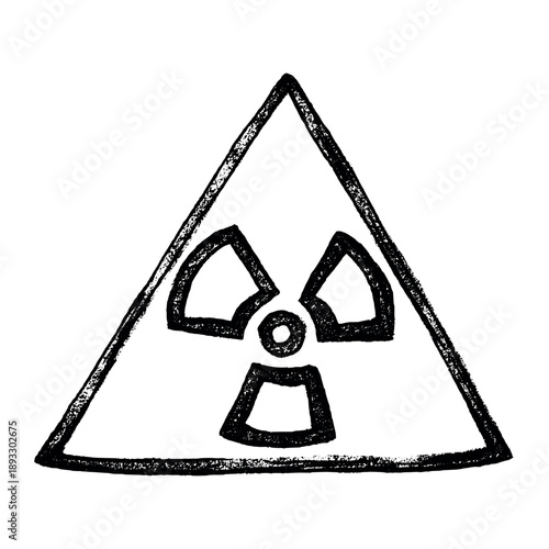 Hand drawn radiation sign Nuclear radiation hazard symbol Radioactive danger warning sign clipart in doodle style Nuclear safety Radioactive waste Single element for print, web, design, decor