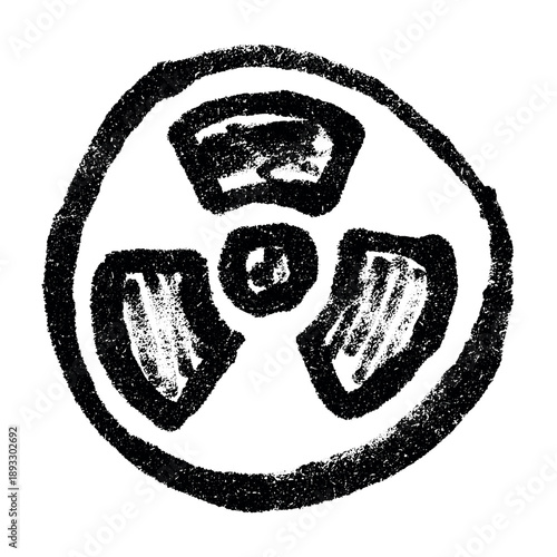 Hand drawn radiation sign Nuclear radiation hazard symbol Radioactive danger warning sign clipart in doodle style Nuclear safety Radioactive waste Single element for print, web, design, decor