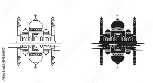 Taj Mahal Line Art Illustrations
