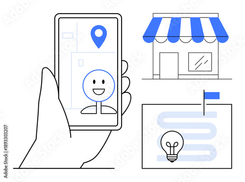 GPS tracking. GPS navigation simplifies finding local businesses and services. GPS integration for retail and travel planning. Perfect for apps, technology, and location-based services. Usage travel