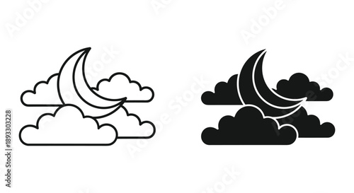 Moon and Clouds Silhouette