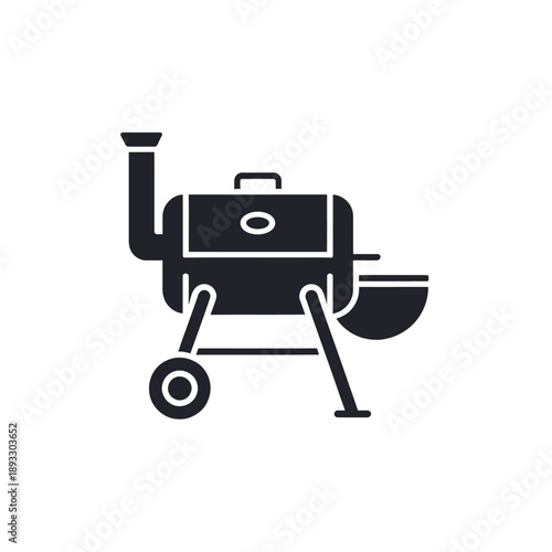 A black silhouette illustration of a smoker barbecue grill