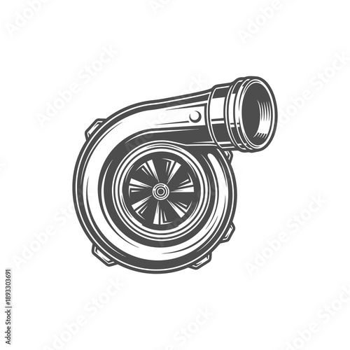 Turbocharger illustration on a white background.