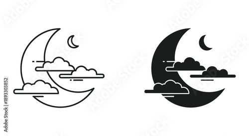 Moon and Clouds Silhouette