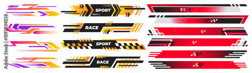 Car decal sticker collection. Collection of sporty and racing decals.