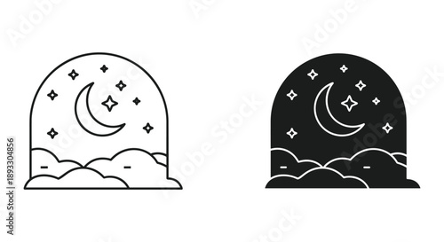 Serene Night Sky with Moon and Stars