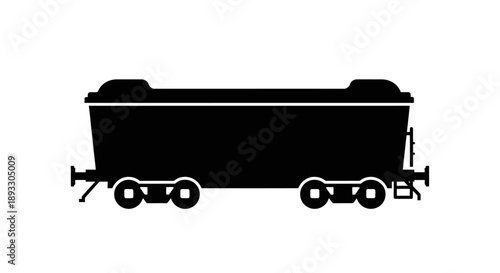 Silhouette of a black train hopper car on a white background.