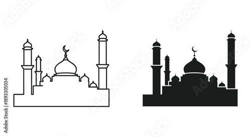 Photography Minaret and Mosque Silhouettes