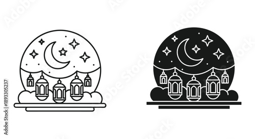 Whimsical Village Under Moonlit Sky