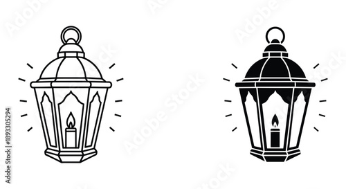 Vintage Street Lamp Designs in Black and White