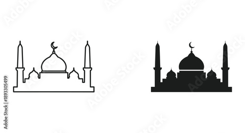 Minaret and Mosque Silhouette