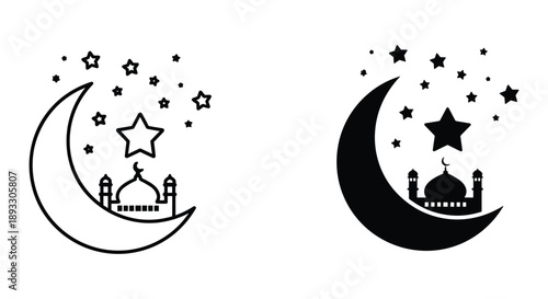Whimsical Moon and Stars Silhouette Design