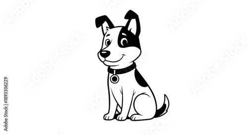 Cute Cartoon Dog Sitting and Smiling.