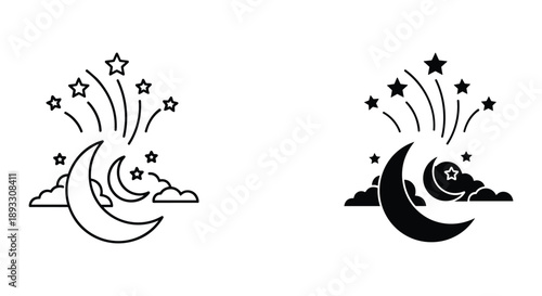 Whimsical Bird Silhouettes with Stars