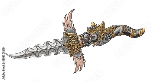 kris wavy blade traditional Indonesian dagger.