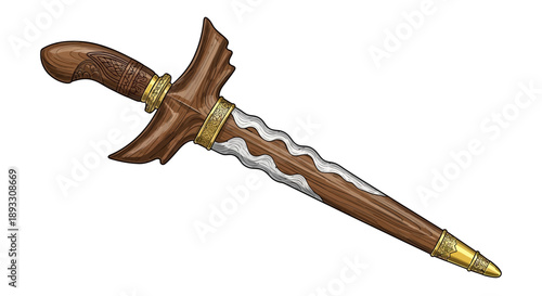 Kris dagger traditional Indonesian weapon.