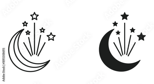 Moon and Stars Silhouette