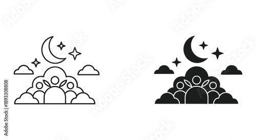 Whimsical Moon and Cloud Icons