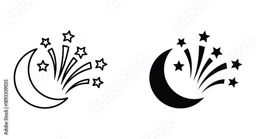 Celestial Fireworks - Moon and Stars Bursting